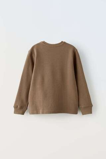 ZARA ФУТБОЛКА ИЗ ТКАНИ ОТТОМАН, КОРИЧНЕВЫЙ