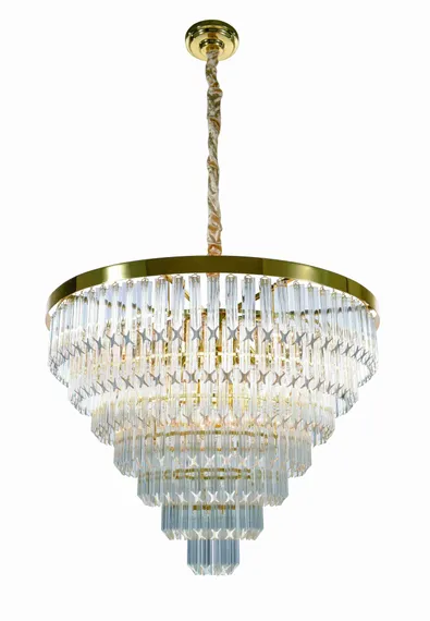 Люстра подвесная NewRgy 5731E/18 GOLD+CLEAR, 18×40 Вт, золотая и прозрачная