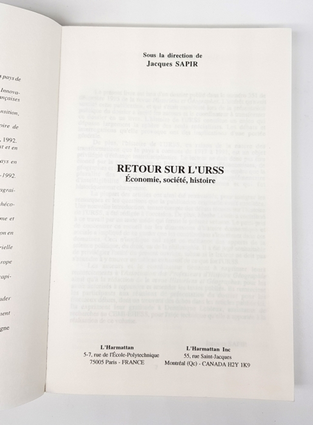 "Retour sur l URSS: Economie, societe, histoire. Jacques Sapir (Жак Сапир)