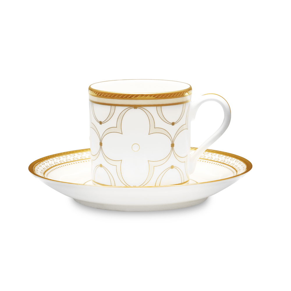 Чашка кофейная с блюдцем 90мл Noritake Трефолио золотой кант