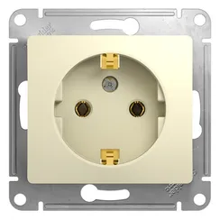 Розетка с заземлением без шторок Systeme Electric Glossa Бежевый GSL000243