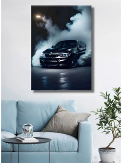Картина "BMW в ночи", интерьерная 50х70см 1шт.