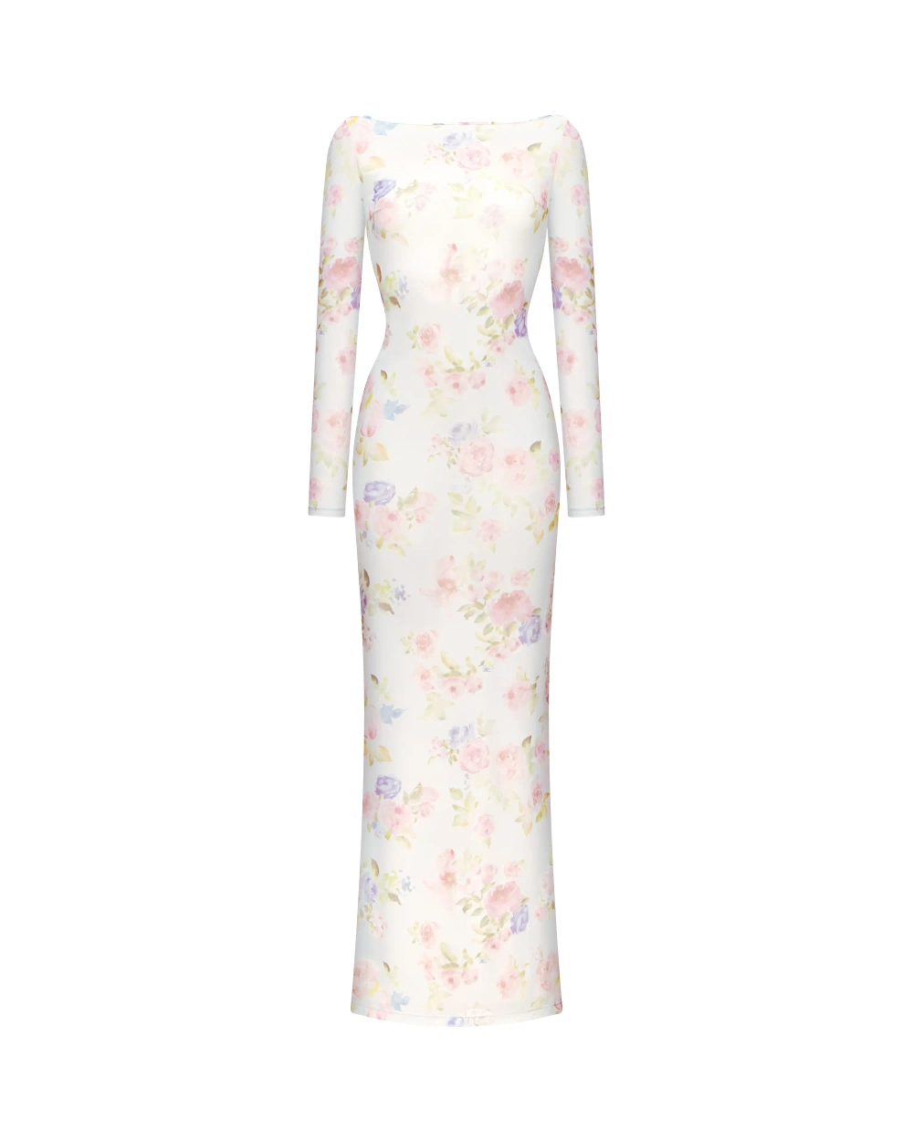 Монет макси (Monet maxi), платье макси из молочной сетки с цветочным принтом