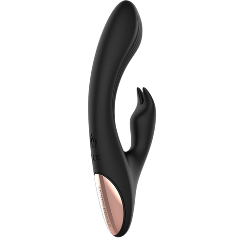 Черный вибратор-кролик 20см с часами-пультом ДУ Anne's Desire Rabbit Remote Control Watchme Technology Black