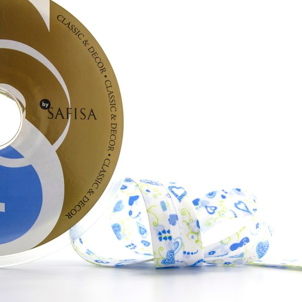 Косая бейка с рисунком 20 мм / 20 метров, диз.6518 01, Safisa (Spiral)
