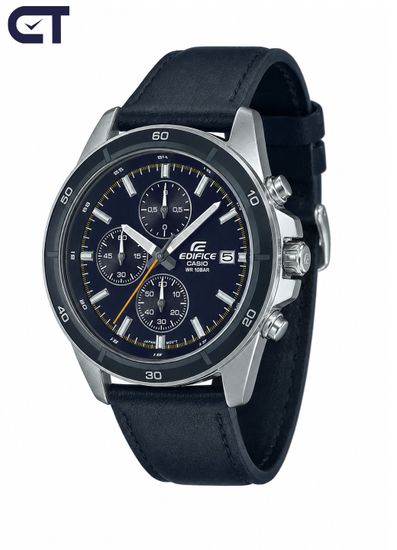 CASIO EFR-526L-2CVUDF EDIFICE мужские наручные часы — кожаный хронограф с синим циферблатом