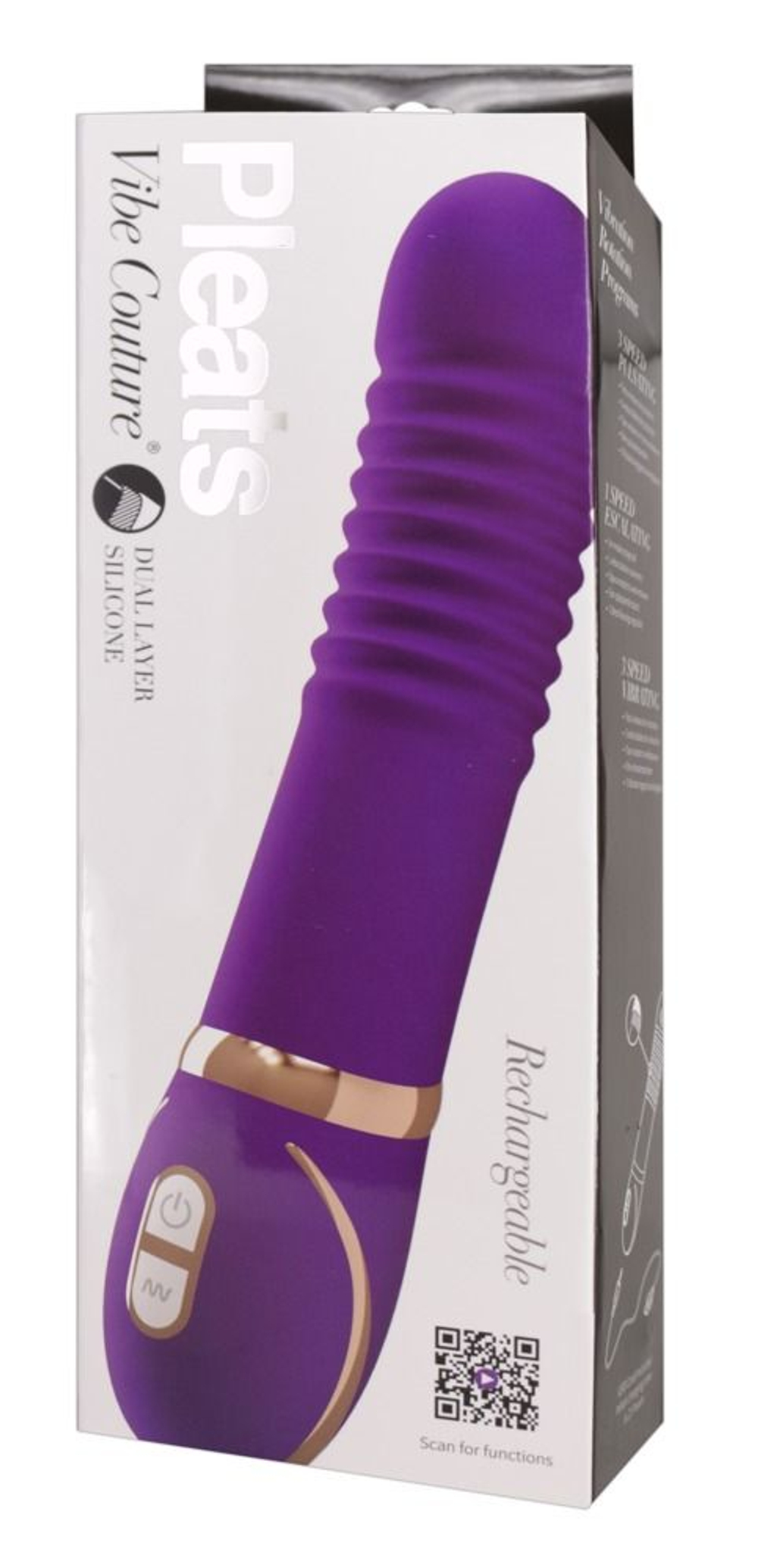 Фиолетовый водонепроницаемый вибратор Pleats с рёбрышками - 22 см. (Цвет: фиолетовый)