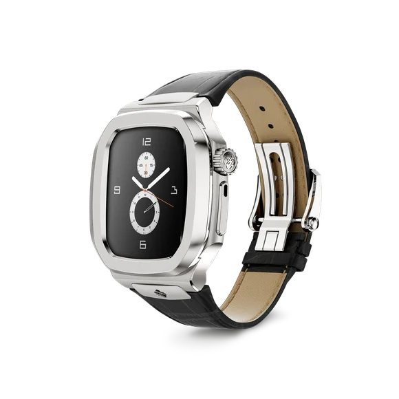 Корпус для Apple Watch ROL41 - Серебристый/Натуральная кожа
