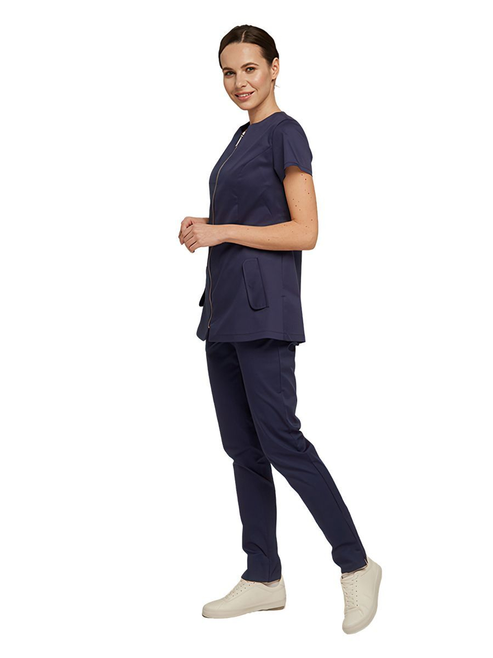 Туника медицинская женская Dr. Nice DRN145 на молнии, без воротника, синий, 48