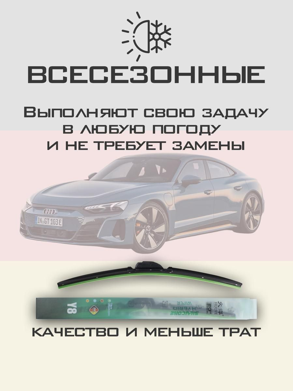 Щетки стеклоочистителя HUOYE Y8 650/500 мм на Audi etronGT | Push button
