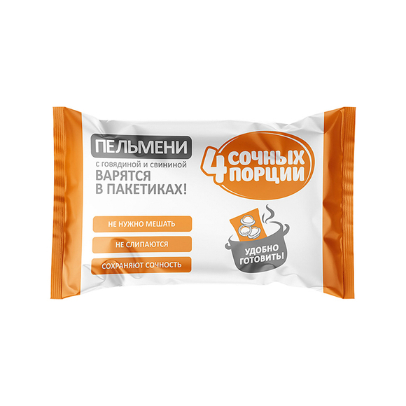 Пельмени "4 сочных порции" с говядиной и свининой 800 г, "Мороз"