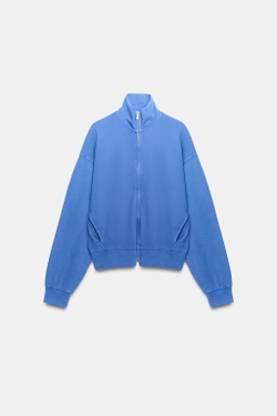ZARA ХЛОПКОВАЯ КУРТКА НА МОЛНИИ, ЯРКО-СИНИЙ