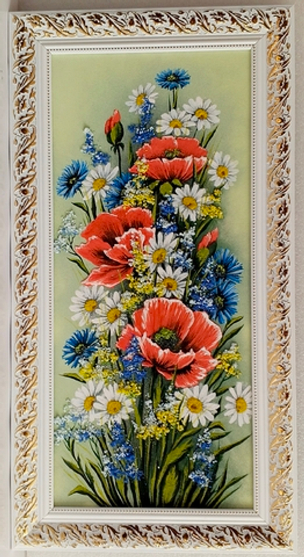 Картина" Букет" рисованная камнем 64-34см