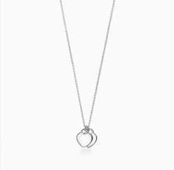 Подвеска из серебра 925 Tiffany 💠, 2 сердца с бриллиантом и  эмалью . В наличии