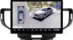 Магнитола для Honda Accord 8 2008-2012 (ШГУ монохром, рамка вниз) - Teyes CC3-2K-360 монитор 13" 2K QLED на Android 10, Быстрая, CarPlay, 4G SIM-слот, 4 камеры в комплекте