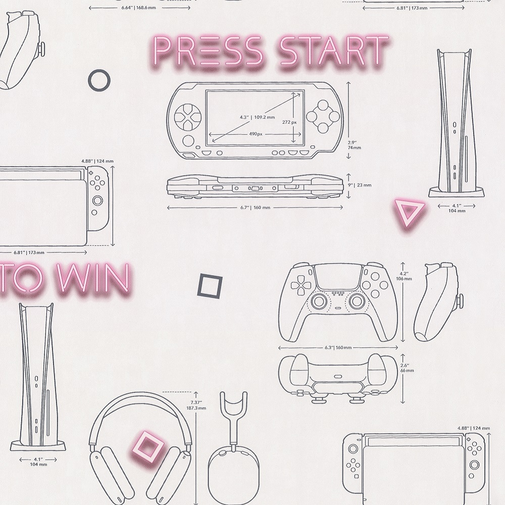 Виниловые обои HC72157-22 PALITRA HOME Gamepad сюжетный рисунок, основа флизелин, 1.06 х 10 м