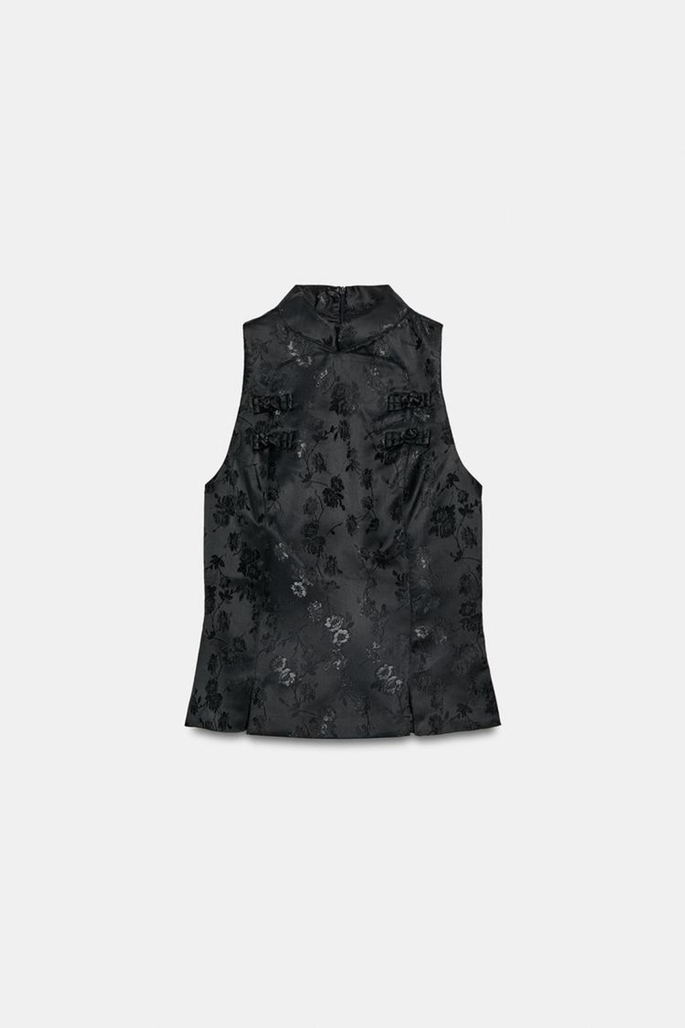 ZARA ЖАККАРДОВЫЙ ТОП С ЗАСТЕЖКОЙ ТОГГЛ, ЧЕРНЫЙ