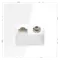 Розетка телевизионная TV+RJ45 Cat 6 Voltum S70 Белый глянцевый VLS060701