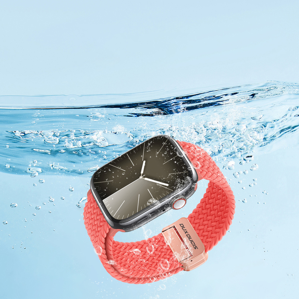 Эластичный ремешок красного цвета (Guava) от Dux Ducis для смарт часов Apple Watch размером 42, 44, 45, 46, 49MM, серия Strap (Mixture Pro Series)