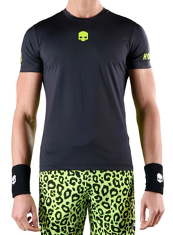 Мужская теннисная футболка Hydrogen Panther Tech T-Shirt - black/yellow fluo