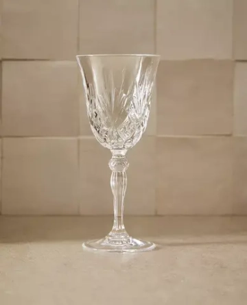 ZARA HOME БОКАЛ ИЗ ХРУСТАЛЬНОГО СТЕКЛА С ГРАВИРОВКОЙ ДЛЯ ВИНА, ПРОЗРАЧНЫЙ