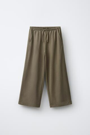 ZARA БРЮКИ WIDE LEG СВОБОДНОГО КРОЯ, ХАКИ