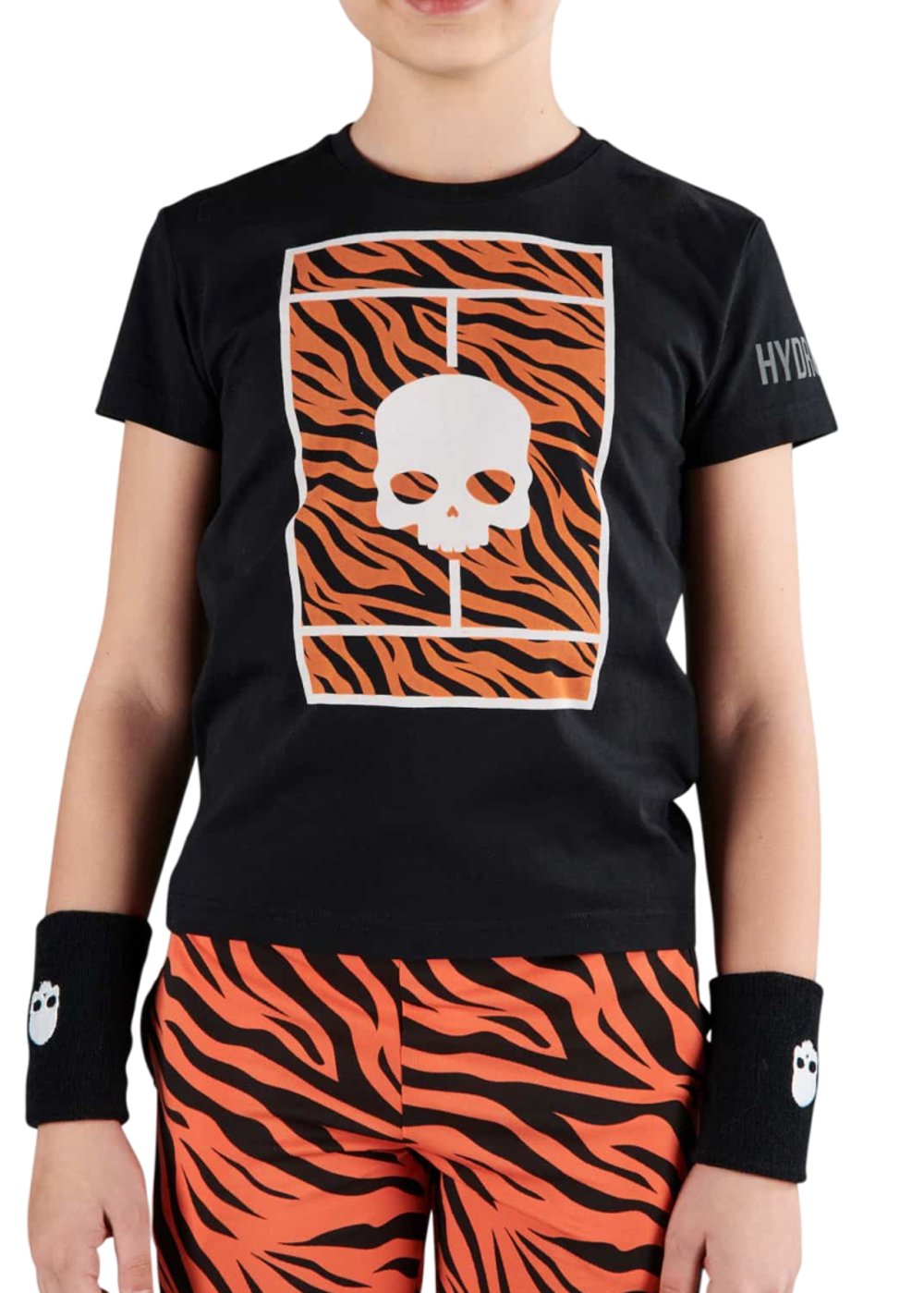 Детская теннисная футболка Hydrogen Tennis Court Cotton - black/orange tiger