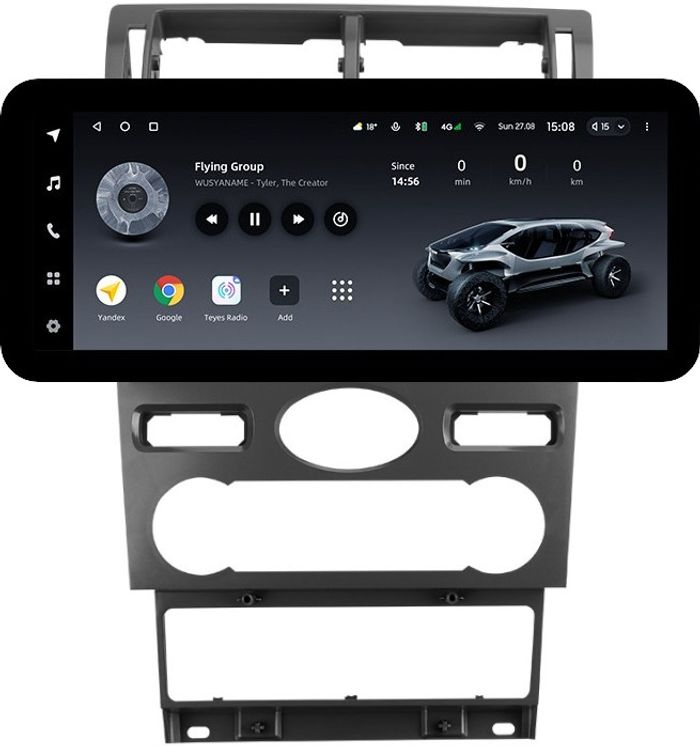 Магнитола для Ford Mondeo 3 2000-2006 (климат) - Teyes LUX ONE ROUND монитор 12.3" 2K QLED на Android 10, Быстрая, CarPlay, 4G SIM-слот
