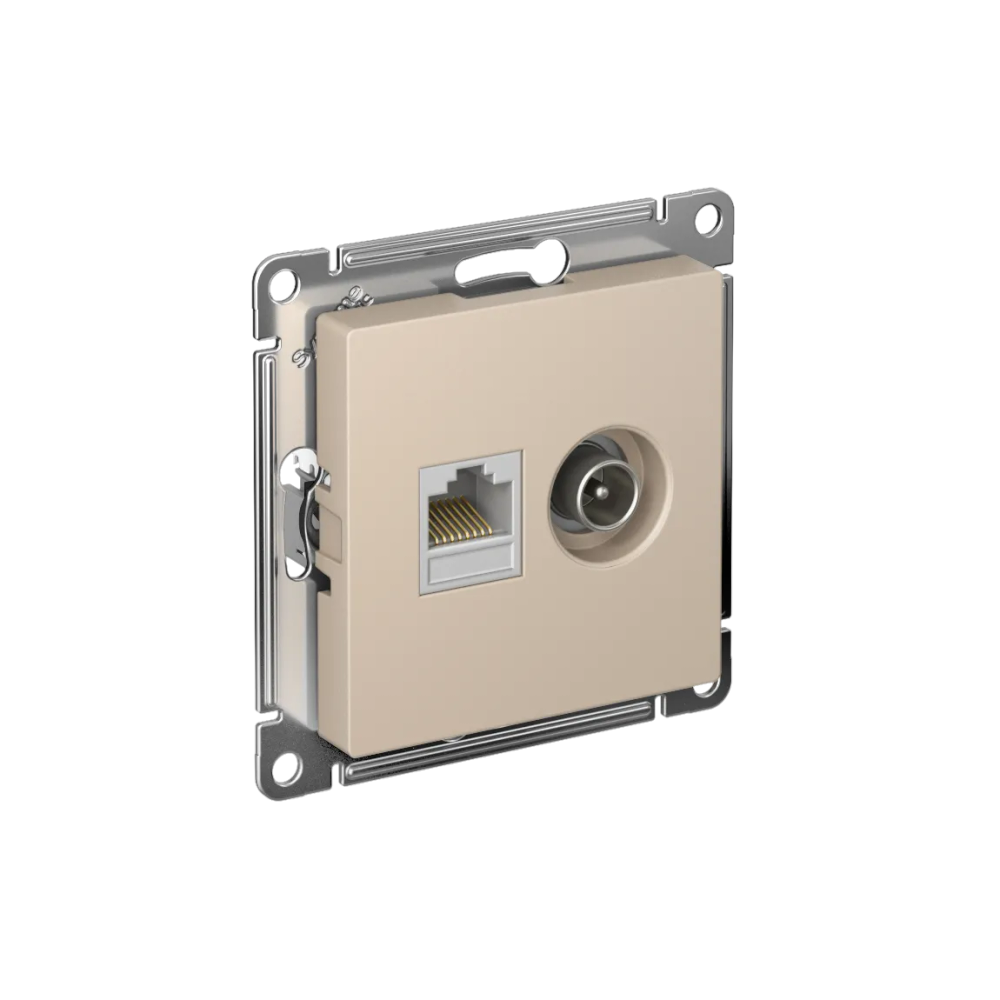 ATLASDESIGN РОЗЕТКА двойная ТВ + компьютерная RJ45 кат. 5e, механизм, ПЕСОЧНЫЙ
