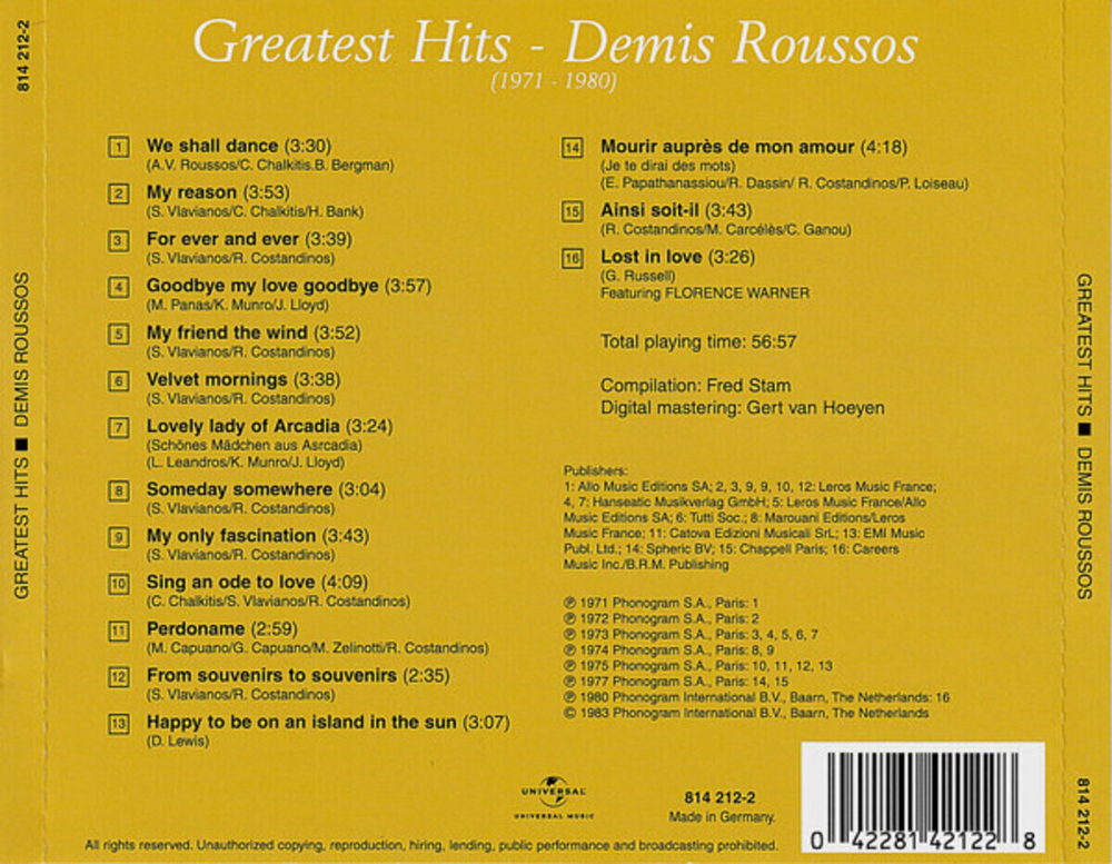 Demis Roussos / Greatest Hits (CD)