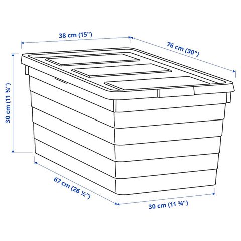 Коробка для хранения с крышкой IKEA SOCKERBIT (СОКЕРБИТ), Белый, 38х76х30 см