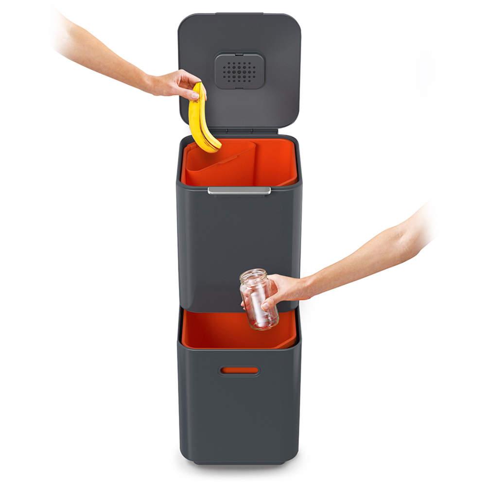 Контейнер для мусора с двумя баками totem compact, 40 л, графит