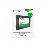 CBR SSD-960GB-2.5-LT22, Внутренний SSD-накопитель, серия ″Lite″, 960 GB, 2.5″, SATA III 6 Gbit/s, SM2259XT, 3D TLC NAND, R/W speed up to 550/520 MB/s, TBW (TB) 480