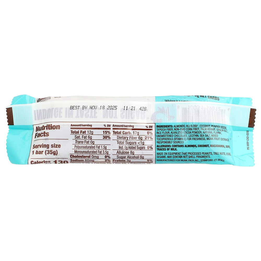 Munk Pack, Nut & Seed Bar, батончик с орехами и семенами, кокос и миндаль, темный шоколад, 35 г (1,23 унции)