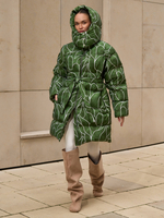 Пуховик средней длины с поясом Green Grass (limited edition)