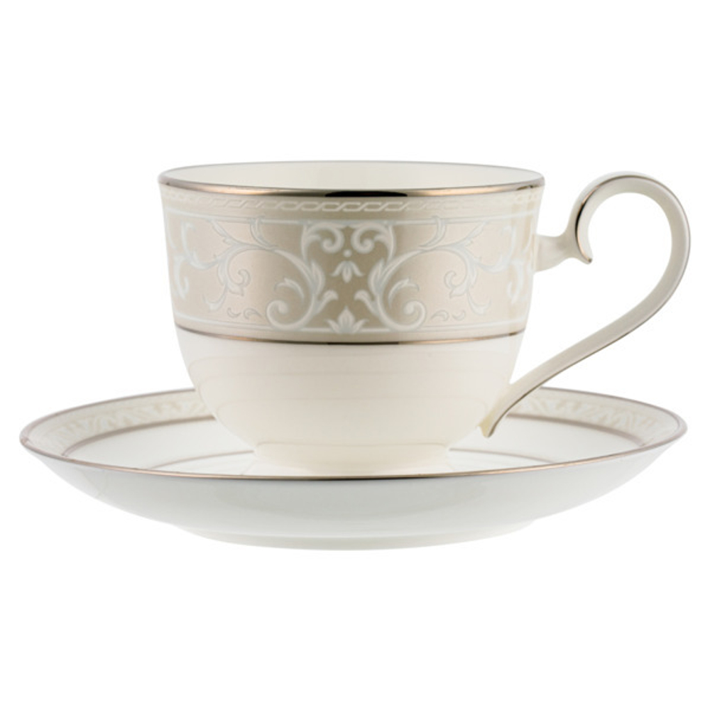 Чайная пара 200мл Noritake Монтвейл с платиновым кантом