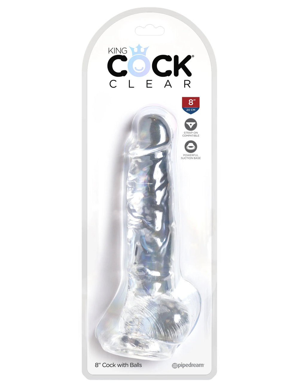 Прозрачный фаллоимитатор с мошонкой King Cock Clear 8