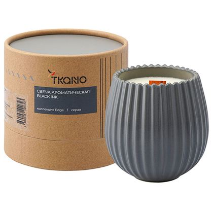 Свеча ароматическая Tkano Edge Black Ink серая 60ч