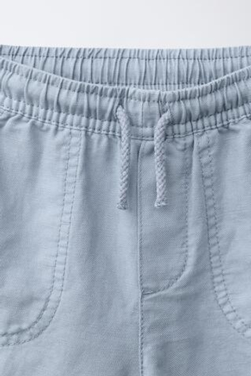 ZARA БЕРМУДЫ ИЗ ХЛОПКА И ЛЬНА, СИНИЙ