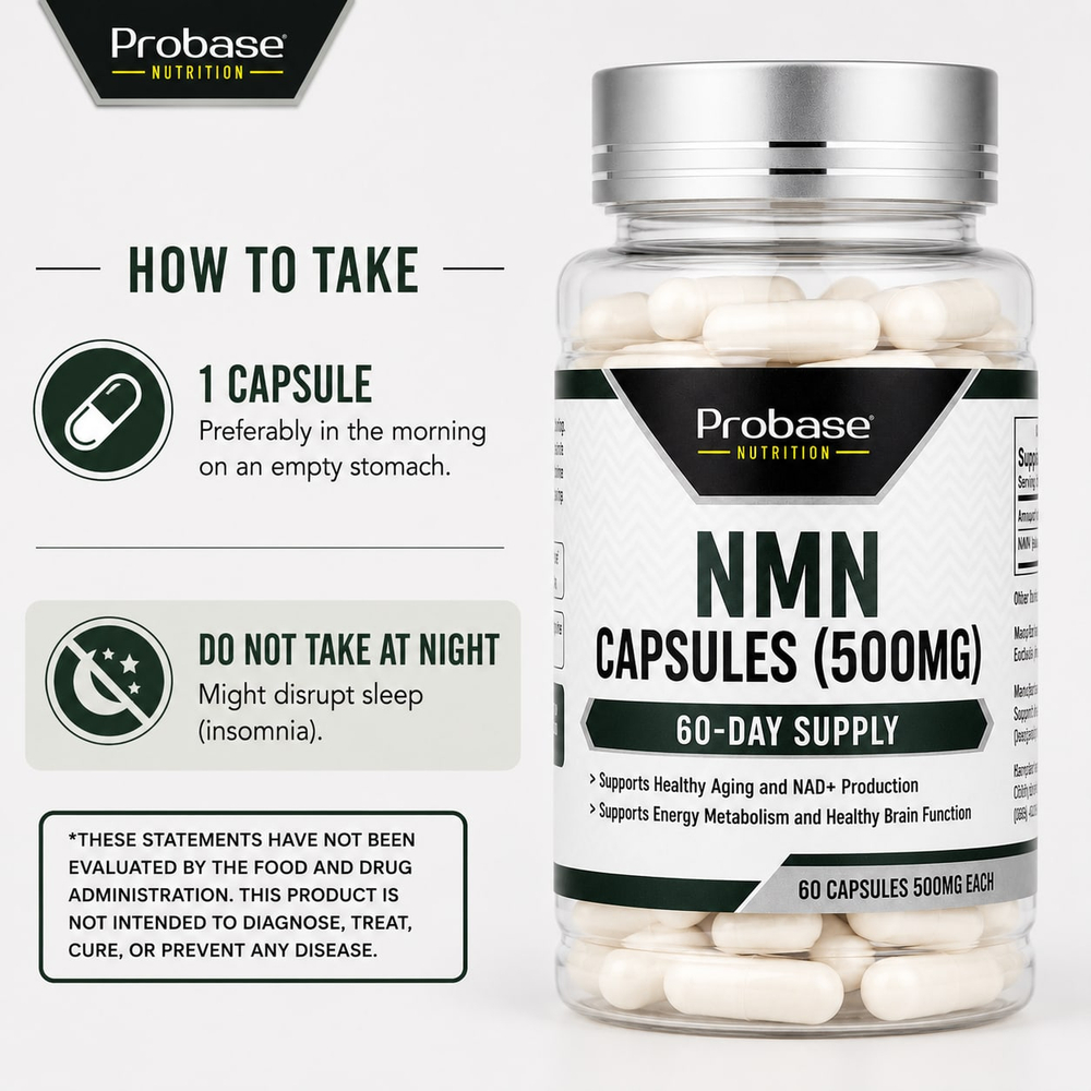 Probase Nutrition, NMN, 500 мг, 60 капсул