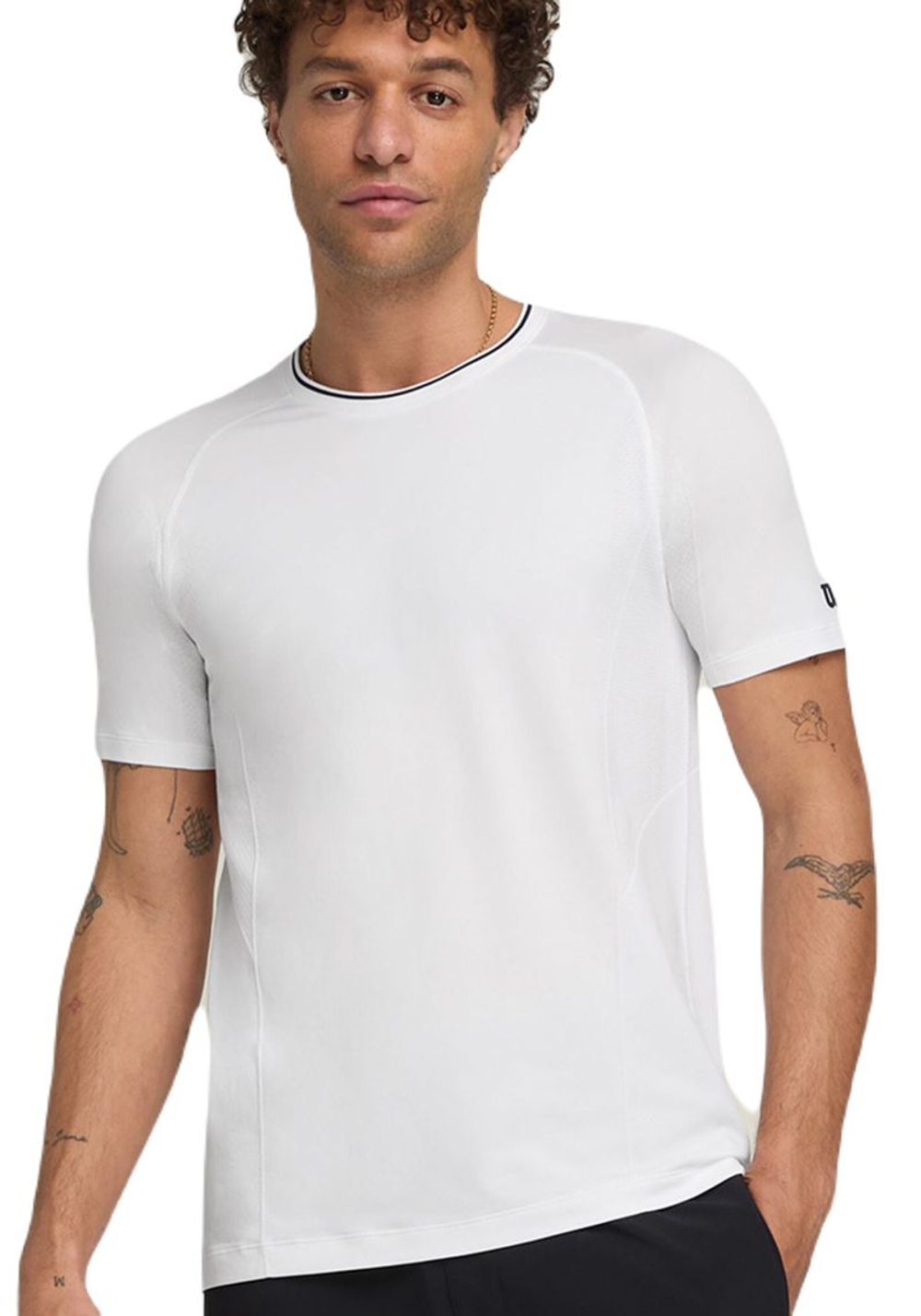 Мужская теннисная футболка Wilson Team Seamless Crew - bright white