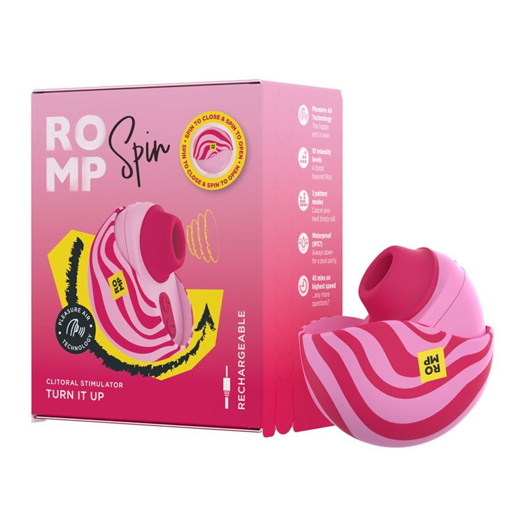 Розовый бесконтактный клиторальный стимулятор Romp Spin (Цвет: розовый)