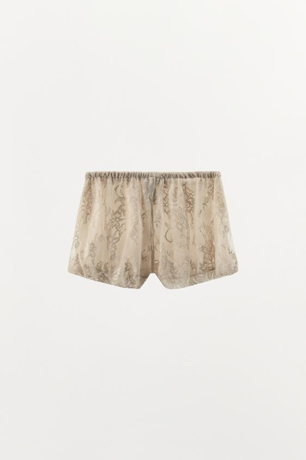 ZARA ШОРТЫ-ФОНАРИКИ ИЗ КРУЖЕВА, ЭКРЮ