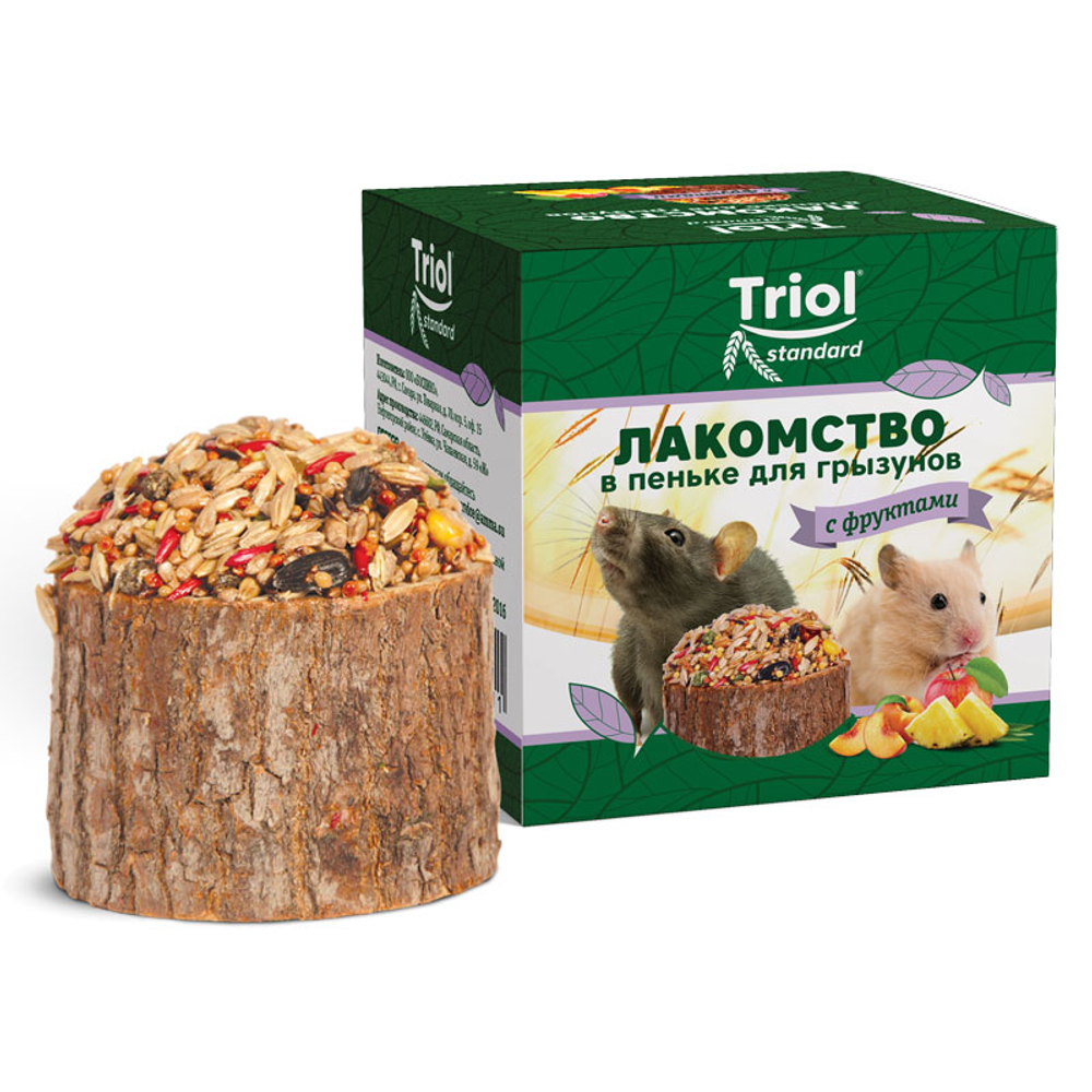 Triol Лакомство в пеньке с фруктами для грызунов 70 г
