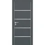 Межкомнатная дверь экошпон Profilo Porte PX-17 графит с алюминиевой кромкой с 4-х сторон стекло Lacobel белоснежный