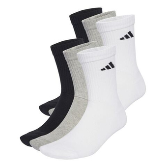 Теннисные носки Adidas Cushioned Crew 6P - белый/средне-серый вереск/черный