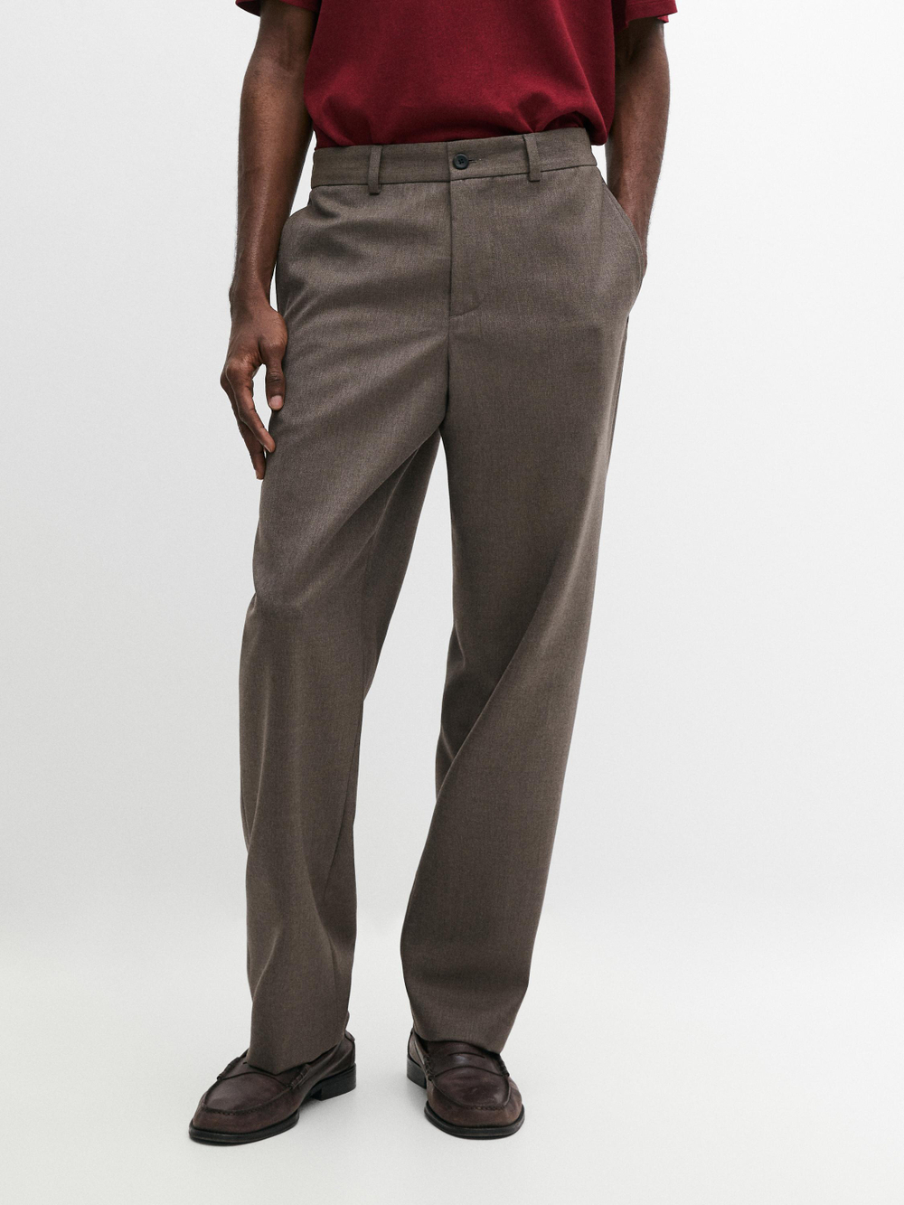 Massimo Dutti Брюки из шерстяной смеси, серо-коричневый