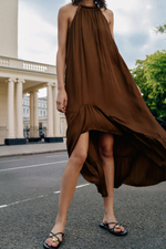 АТЛАСНОЕ ПЛАТЬЕ МИДИ АСИММЕТРИЧНОГО КРОЯ — ZARA