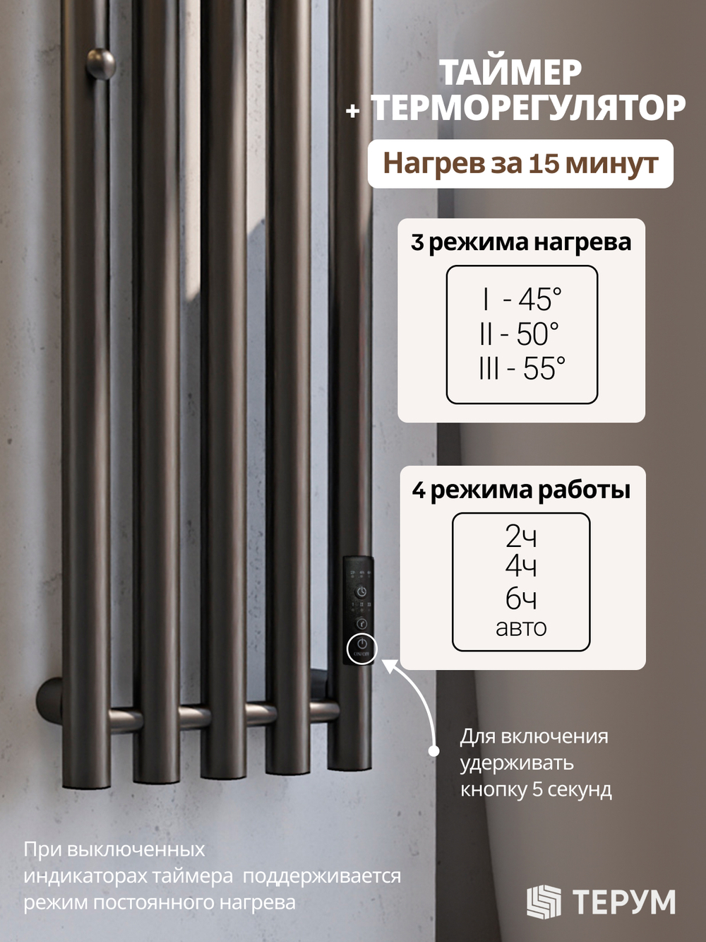 Полотенцесушитель Марко 5 120х23 графит