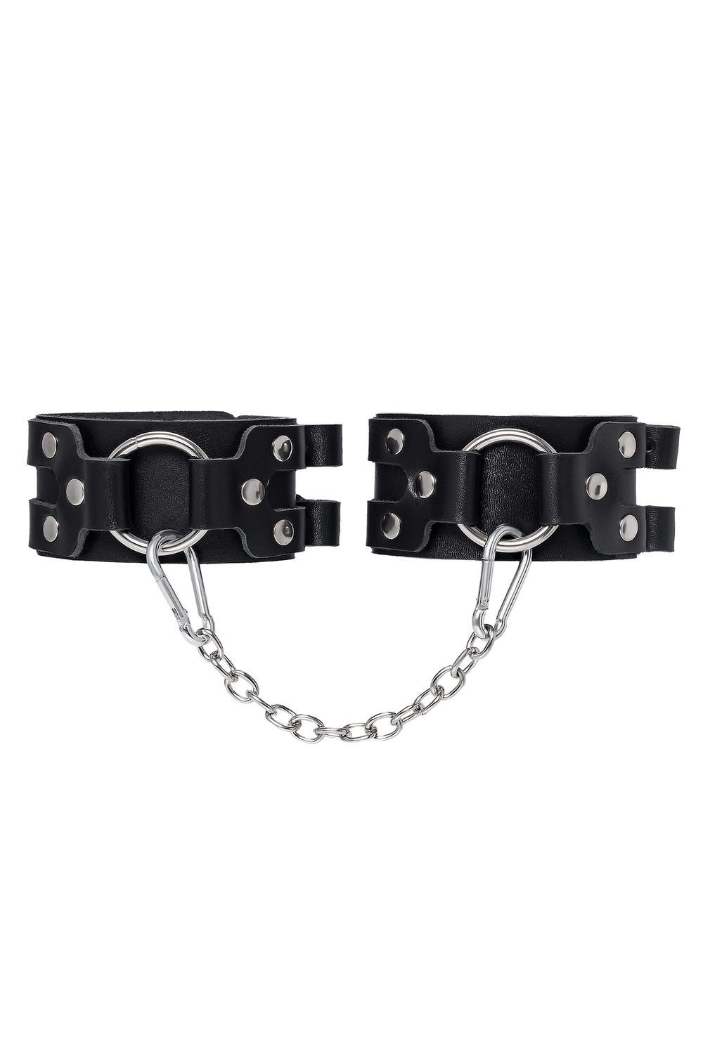 Оковы BDSM с двумя ремешками натуральная кожа чёрные